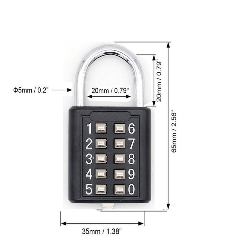 TEMEILI MIONI 10 Digit Push Button Combination Padlock, 5 Digit Locking Mechanism,Blue (2 Black) - Image 5